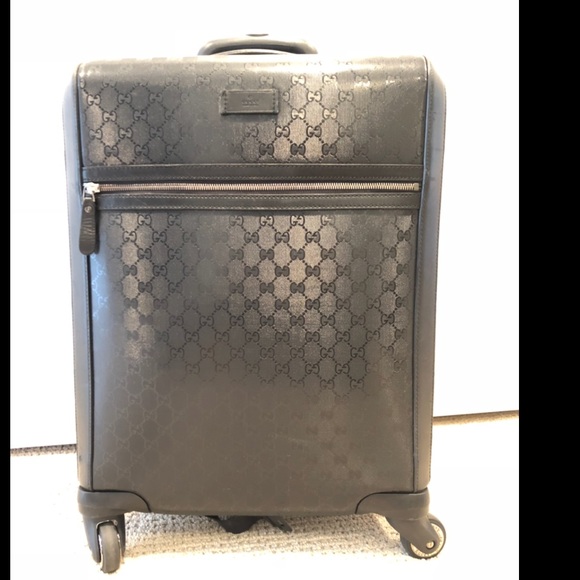 Gucci Black Imprime & Leather Carry-On Suitcase - Picture 6 of 8